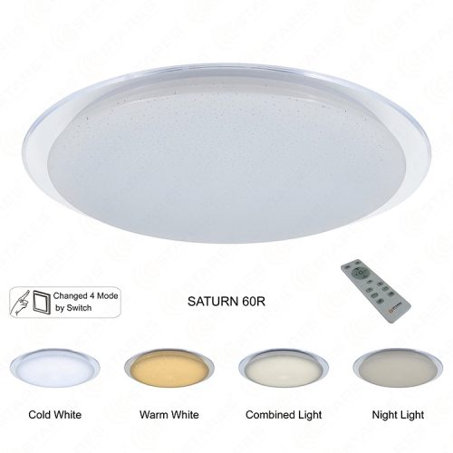 SATURN 60R D535 CCT & Brightness Dimmable Starry Cover with Transparent Ring LED Ceiling Light