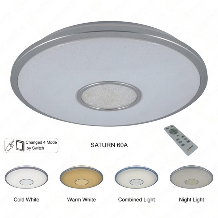 60W Double Ring Crystal & Starry Effect Round Cover LED Ceiling Light