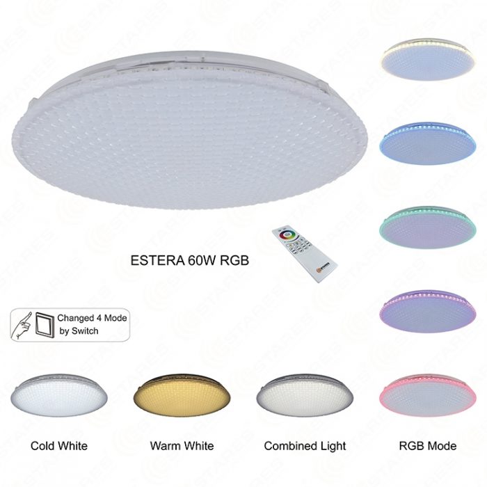 60W RGB Bamboo Weaving Pattern Cover LED Ceiling Light