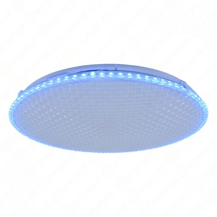 Blue Color Ring 60W RGB Bamboo Weaving Pattern Cover LED Ceiling Light