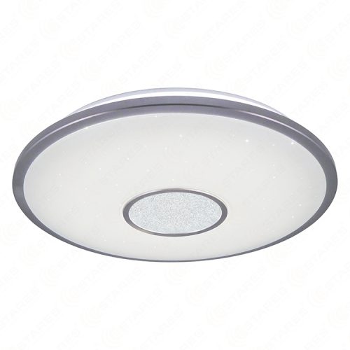 Cold White 60W Double Ring Crystal & Starry Effect Round Cover LED Ceiling Light