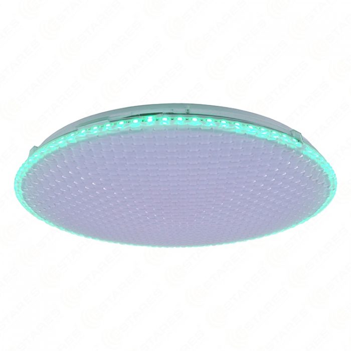 Green Color Ring 60W RGB Bamboo Weaving Pattern Cover LED Ceiling Light
