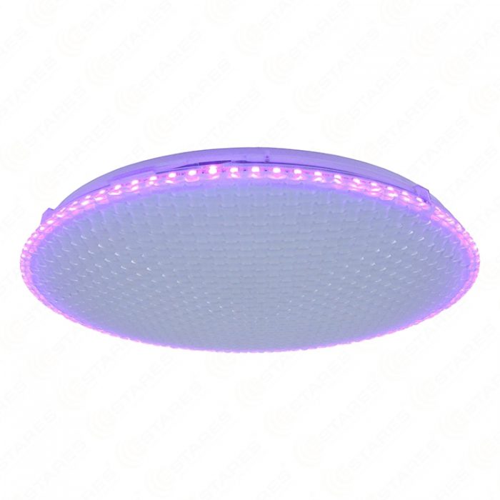 Pink Color Ring 60W RGB Bamboo Weaving Pattern Cover LED Ceiling Light