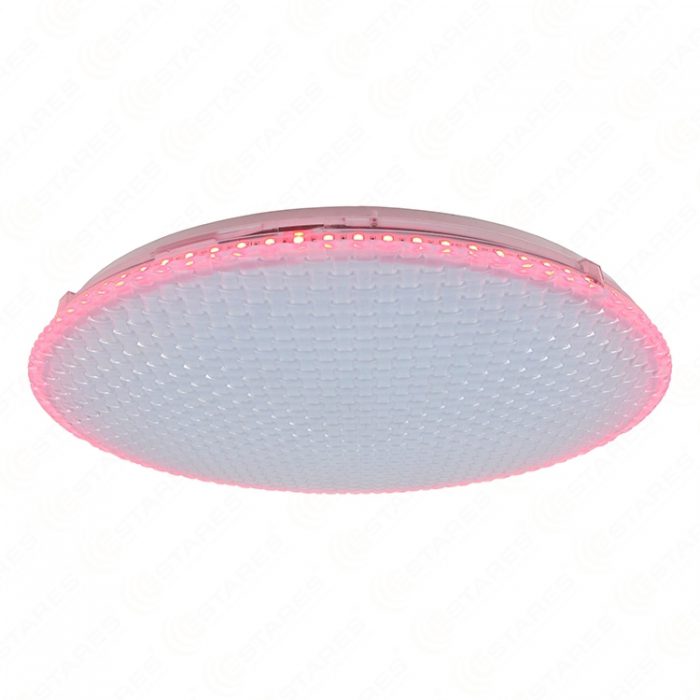 Red Color Ring 60W RGB Bamboo Weaving Pattern Cover LED Ceiling Light
