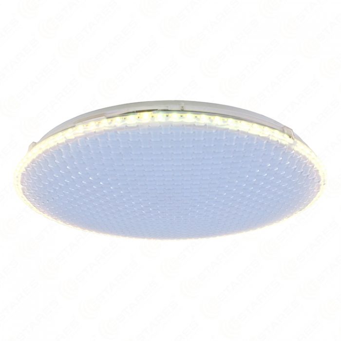 Yellow Color Ring 60W RGB Bamboo Weaving Pattern Cover LED Ceiling Light