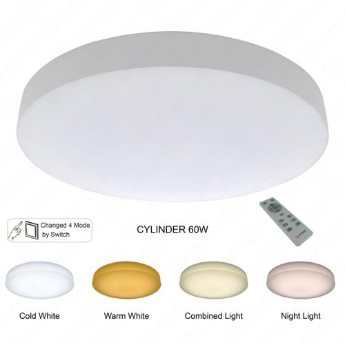 60w Cylinder Shape Milky Cover Cct Brightness Dimmable Led Led Ceiling Light